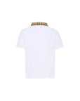 Polo bianca con dettagli check Burberry