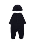 Set tutina e cappellino blu con logo Moncler