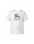 T-shirt bianca con patch logo Burberry frontale