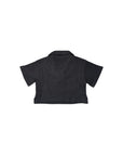 Polo cropped nera con stampa logo Palm Angels
