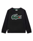 Felpa nera con patch Lacoste cucito frontale