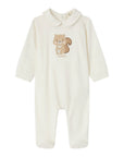 Tutina bianca con patch orsetto e logo Nanan frontale