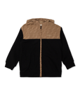 Felpa nera con cappuccio a contrasto beige con logo FF Fendi