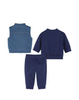 Smanicato, felpa e pantalone blu con stampa logo Timberland