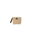 Pochette in paglia beige con dettagli logo Sundek nero