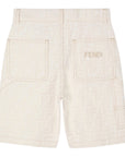 Bermuda in cotone panna con logo Fendi
