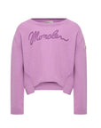 Maglione in misto cashmere viola con patch logo Moncler