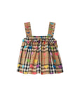 Top beige con stampa check e cuori Burberry