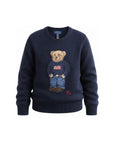 Maglione blu con logo ad intarsio Ralph Lauren