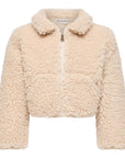Felpa teddy panna con patch Moncler