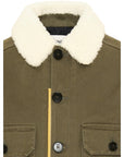 Giacca giubbino verde con dettagli logo Fendi a contrasto