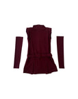 Abito bordeaux con manicotti e dettagli logo Lulu