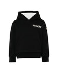 Felpa nera con logo Moncler cucito a contrasto frontale