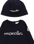 Set tutina e cappellino blu con logo Moncler