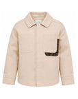 Giacca camicia beige con dettagli logo Fendi