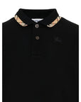 Polo nera manica lunga con dettagli logo Burberry