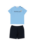 Completo t-shirt azzurra e bermuda blu Moncler