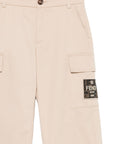 Pantalone beige con patch logo Fendi