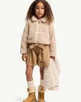 Felpa teddy panna con patch Moncler