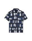 Camicia mezze maniche blu con dettaglio logo cucito Givenchy