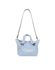 Borsa azzurra con dettaglio logo Chloè cucito