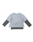T-shirt a maniche lunghe azzurra e grigia con dettagli logo Moncler