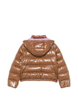 Giubbino New Andro marrone con dettaglio lilla e patch Moncler