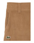 Pantalone a costine mattone con patch logo Lacoste