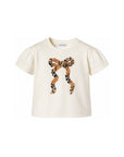 T-shirt baby bianca con dettaglio fiocco check Burberry