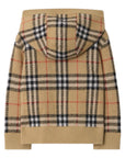 Cardigan baby con zip beige con logo check Burberry