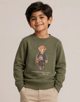 Felpa in cotone verde con stampa logo Ralph Lauren frontale