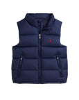 Smanicato blu con logo Ralph Lauren cucito frontale a contrasto