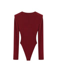 Body bordeaux elasticizzato con dettagli logo Lulu