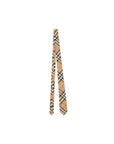 Cravatta beige con stampa check Burberry