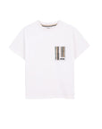 T-shirt bianca con dettagli logo Boss cuciti