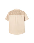 Camicia mezze maniche beige con dettagli logo Fendi