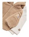 Completo felpa teddy e pantalone bianco con patch logo Moncler
