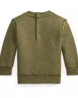 Felpa in cotone verde con stampa logo Ralph Lauren frontale