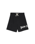 Bermuda nero con stampa logo Palm Angels laterale
