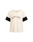 T-shirt panna con logo Chloé cucito a contrasto