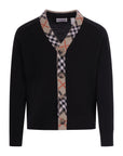 Cardigan nero con dettagli check Burberry