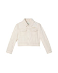 Giacca camicia cropped in cotone panna con logo Fendi