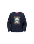 T-shirt blu manica lunga con stampa logo Timberland frontale