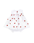Pagliaccetto bianca con dettagli fragole cucite Monnalisa