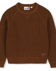 Maglione in cotone marrone con patch logo Timberland