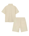 Completo camicia e bermuda beige con dettagli logo Givenchy