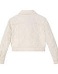 Giacca camicia cropped in cotone panna con logo Fendi