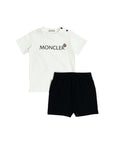 Completo t-shirt bianca e bermuda blu Moncler