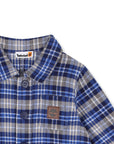 Tutina in flanella a quadri blu con dettagli logo Timberland