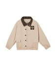 Giacca camicia beige con patch logo Fendi cucito frontale
